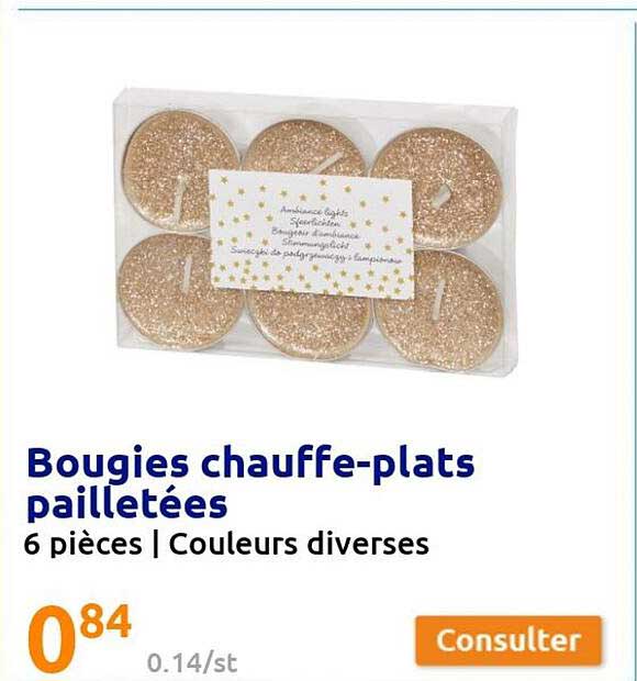 bougies chauffe-plats pailletées
