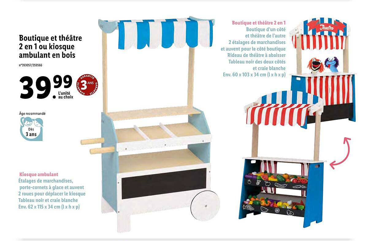 boutique et théâtre 2 en 1 ou kiosque ambulant en bois