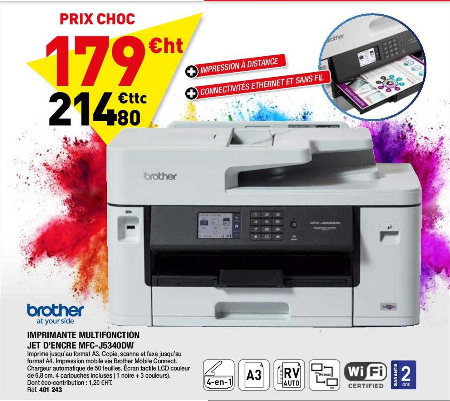 brother imprimante multifonction jet d'encre mfc-j5340dw