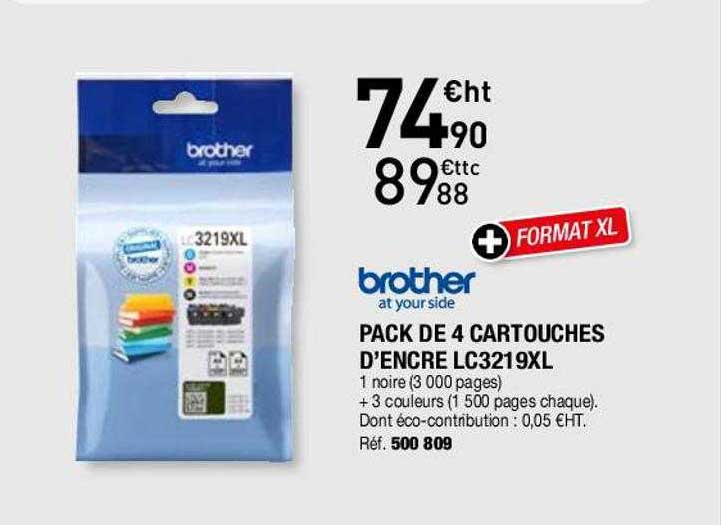 brother pack de 4 cartouches d'encre lc3219xl