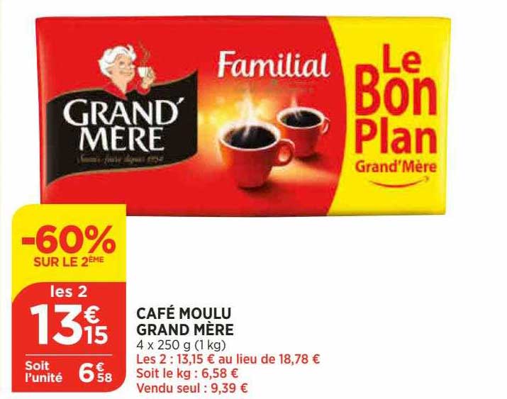 café moulu grand mère -60% sur le 2ème