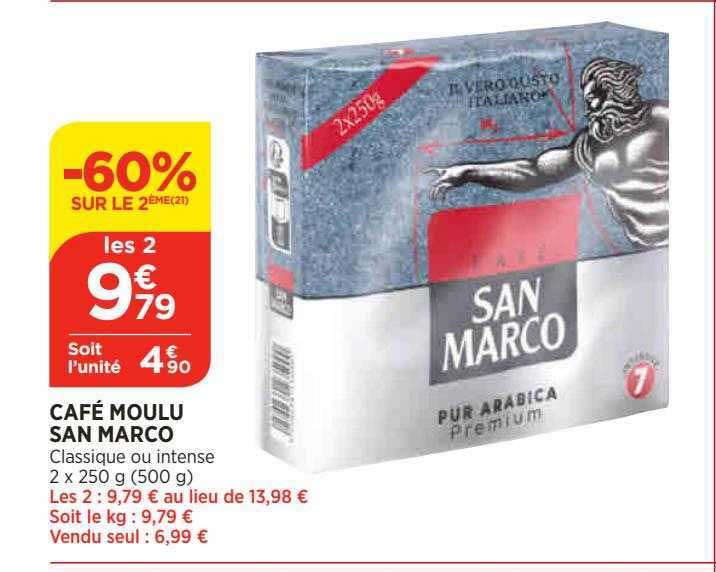 café moulu san marco -60% sur le 2ème