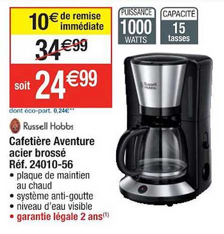 cafetière aventure acier brosssé russell hobbs
