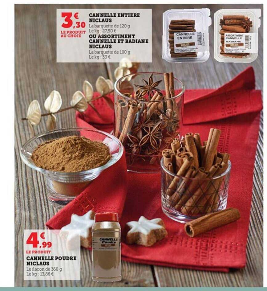 cannelle entière niclaus ou assortiment cannelle et badiane niclaus, cannelle poudre niclaus