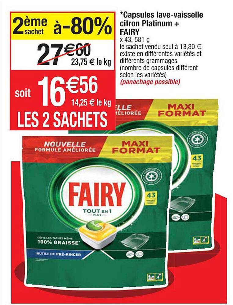 capsules lave-vaisselle citron platinum+ fairy