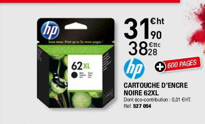 cartouche d'encre noire 62xl hp