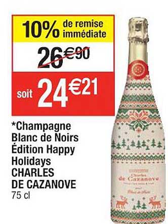 Champagne Blanc De Noirs édition Happy Holidays Charles De Cazanove