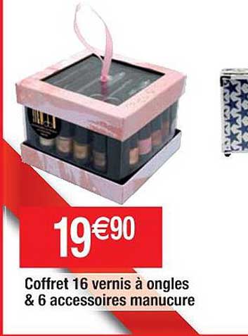 coffret 16 vernis à ongles & 6 accessoires manucure