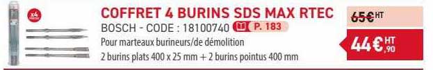 coffret 4 burins sds max rtec bosch