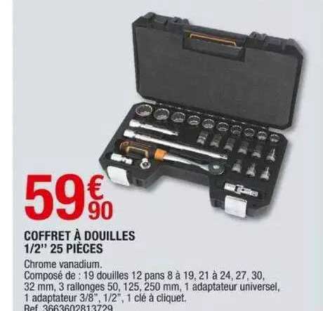 Coffret à Douilles 1-2" 25 Pièces