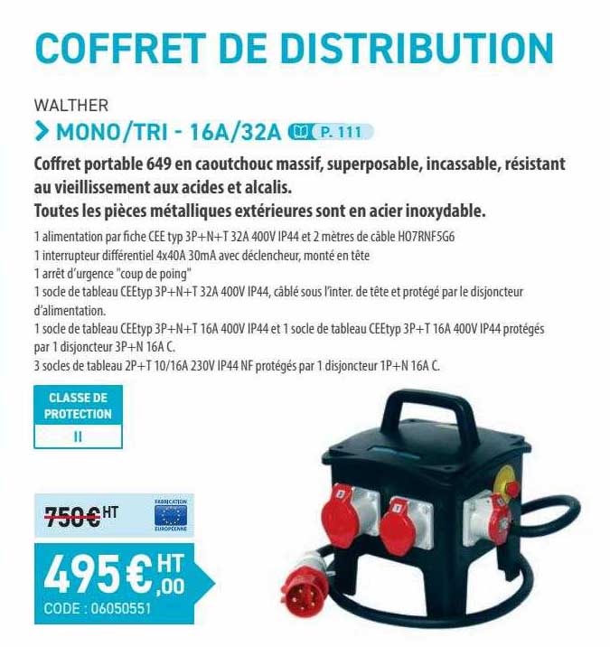 coffret de distribution walther
