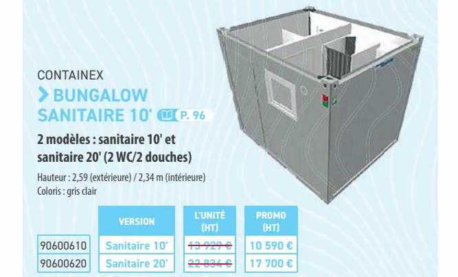 containex bungalow sanitaire 10'