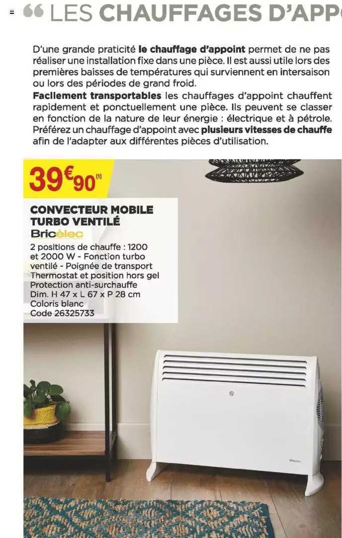 convecteur mobile turbo ventilé bricélec