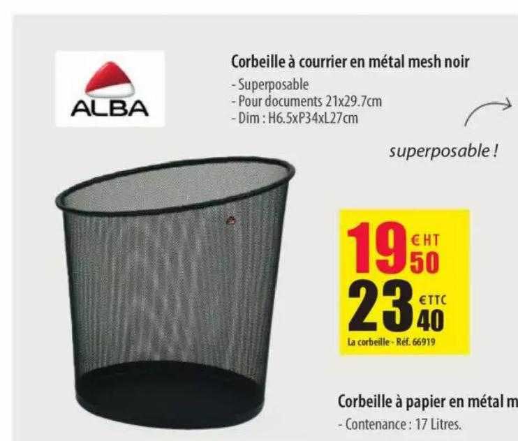 Corbeille à Courrier En Métal Mesh Noir