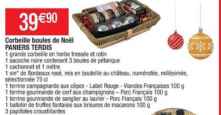 corbeille boules de noël paniers terdis