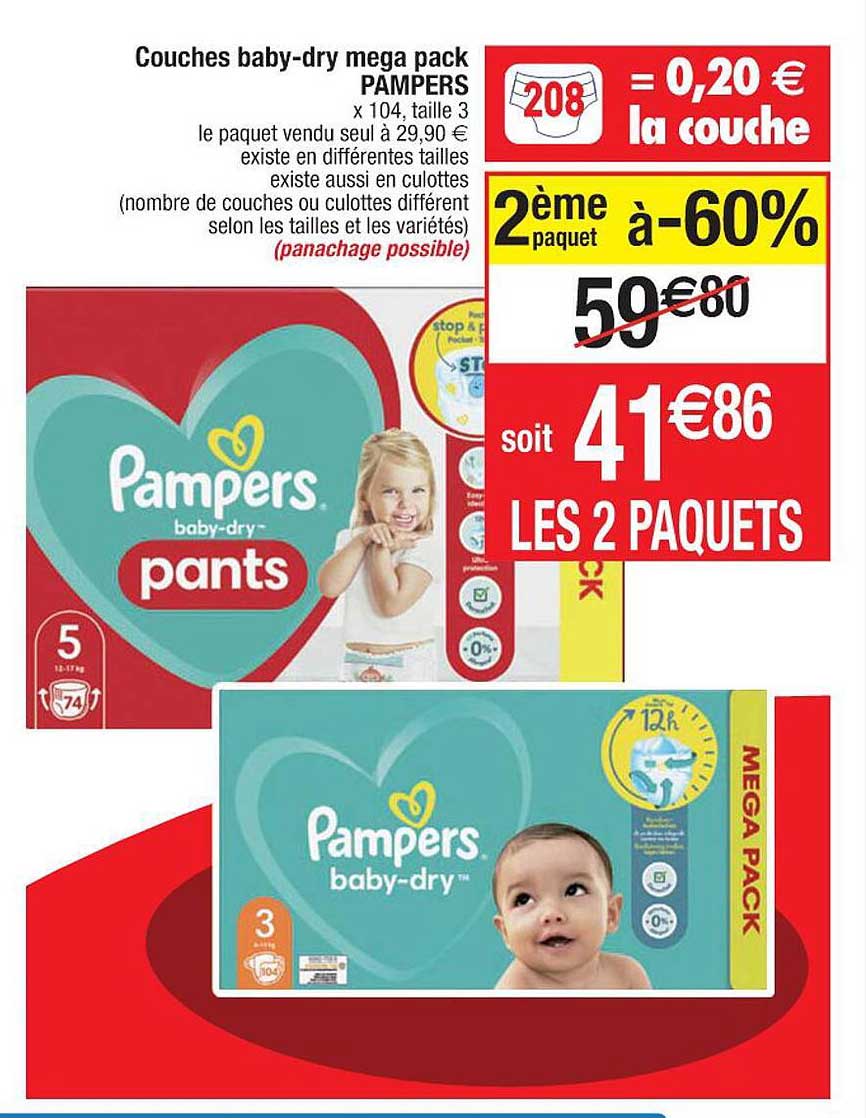 couches baby-dry mega pack pampers