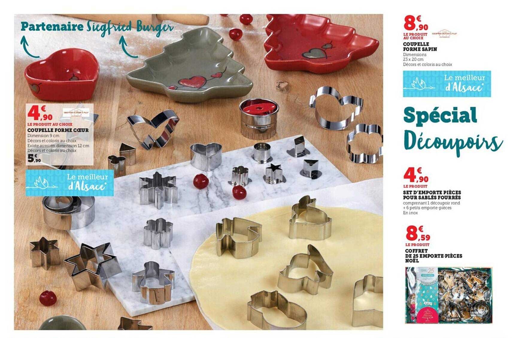 coupelle forme cœur, coupelle forme sapin, set d'emporte pièces pour sablés fourrés, coffret de 25 emporte-pièces noël