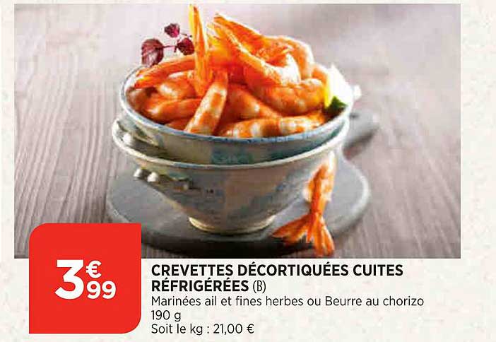 Crevettes Décortiquées Cuites Réfrigérées