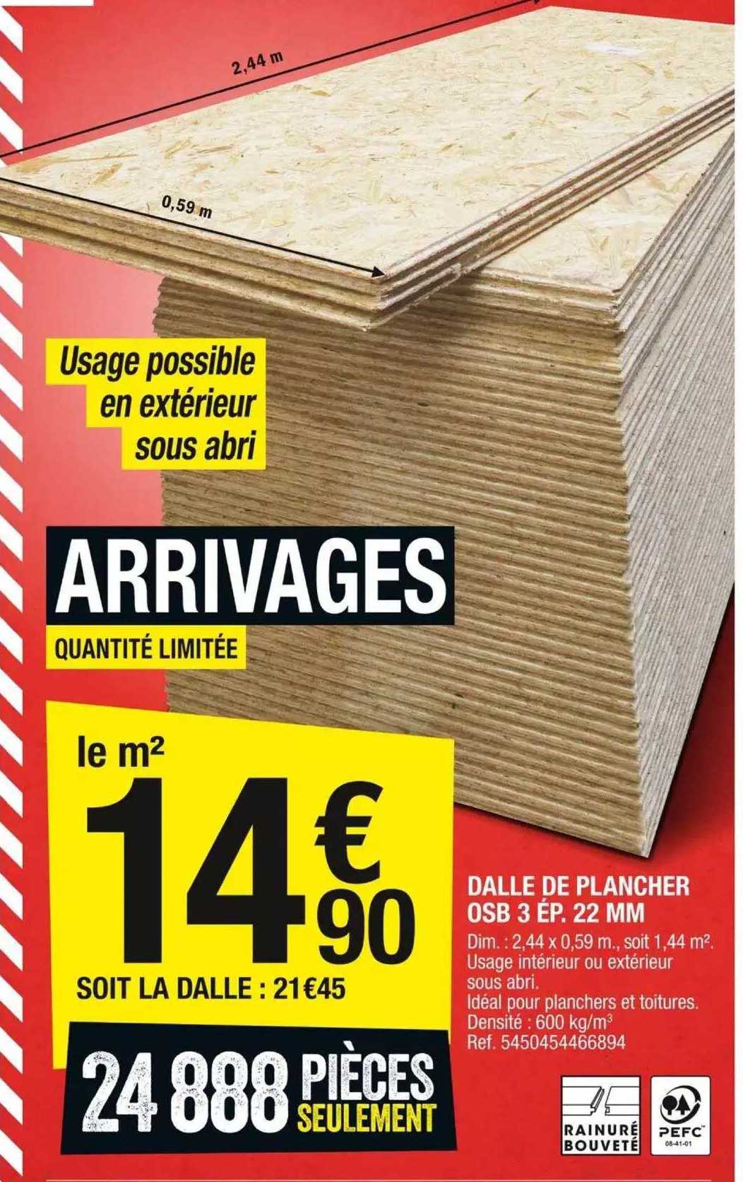 dalle de plancher osb 3 ép. 22 mm