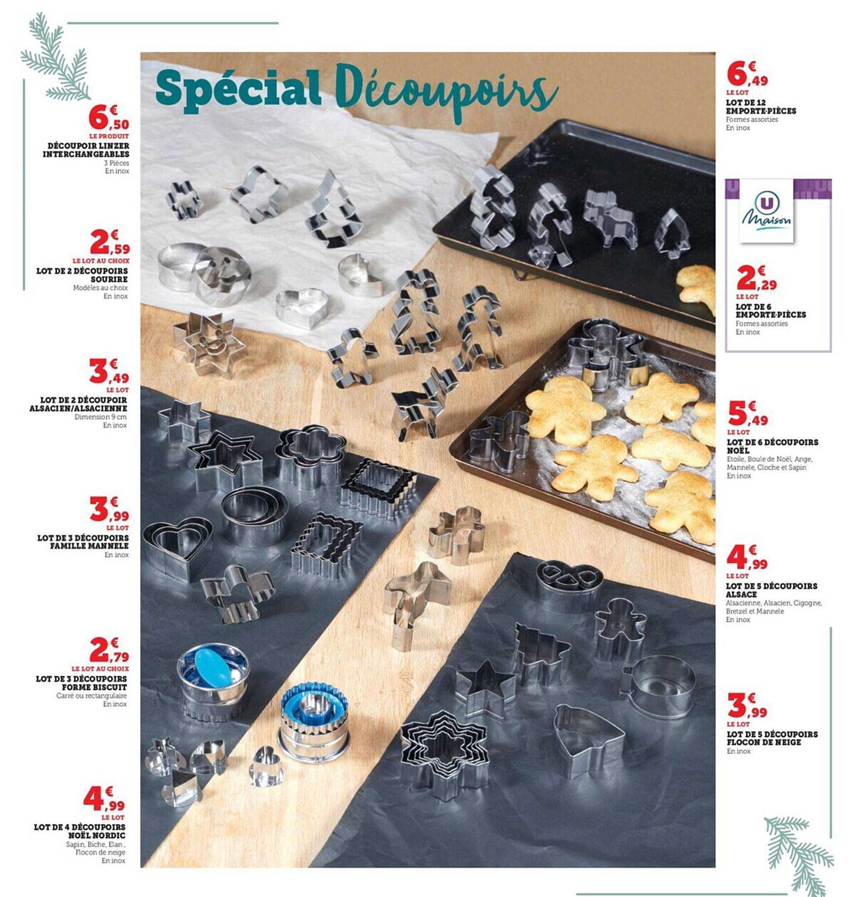 découpoir linzer interchangeables, lot de 2 découpoirs sourire, lot de 2 découpoir alsacien-alsacienne, lot de 3 découpoirs famille mannele, lot de 3 découpoirs forme biscuit, lot de 4 découpoirs noël