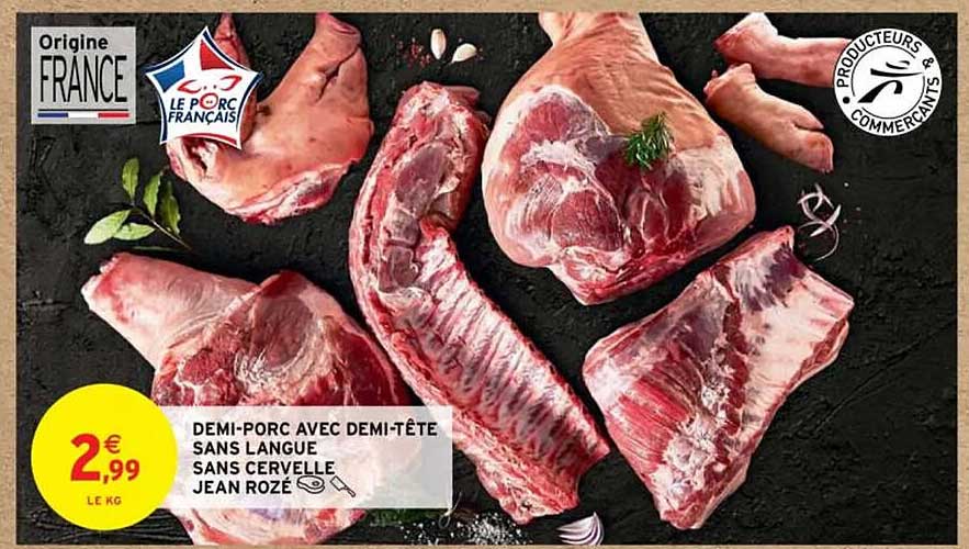 demi-porc avec demi-tête sans langue sans cervelle jean rozé