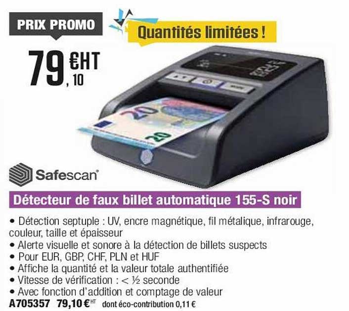 détecteur de faux billet automatique 155-s noir safescan