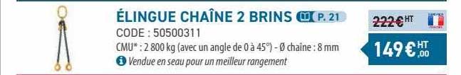 élingue chaîne 2 brins