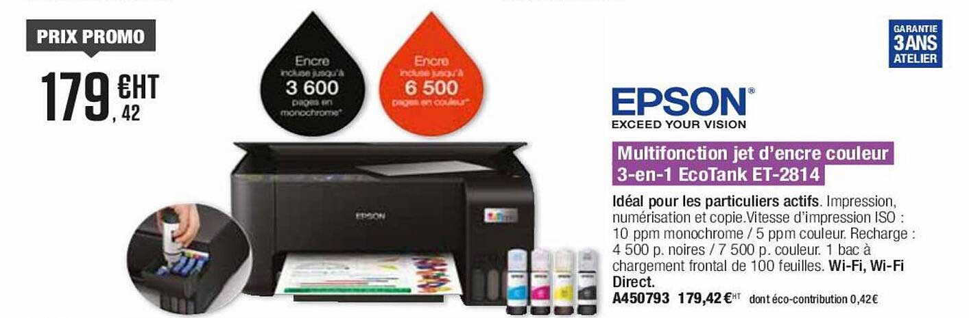 epson multifonction jet d'encre couleur 3-en-1 ecotank et-2814