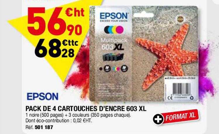 epson pack de 4 cartouches d'encre 603 xl