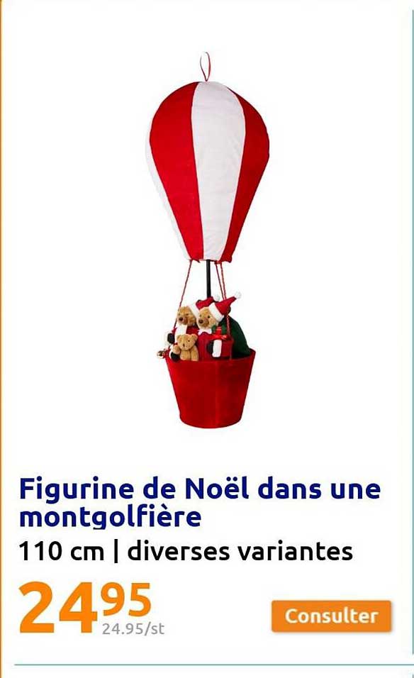 figurine de noël dans une montgolfière