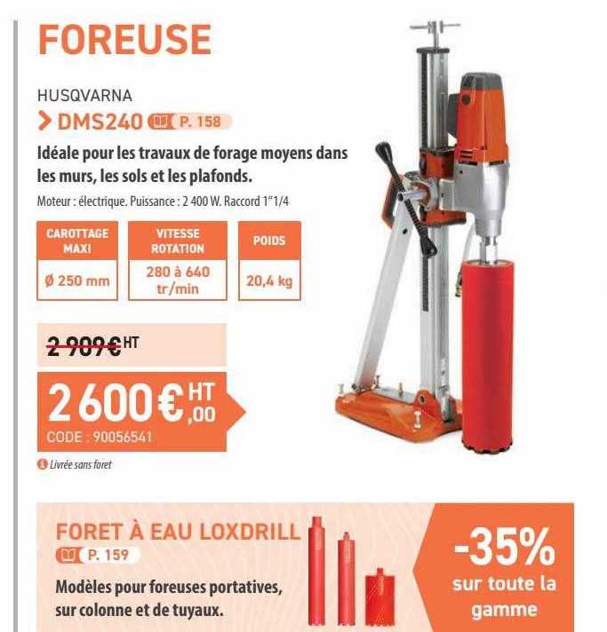 foreuse husqvarna, foret à eau loxdrill