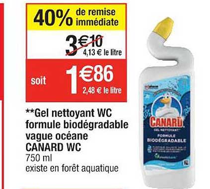 gel nettoyant wc formule biodégradable vague océane canard wc