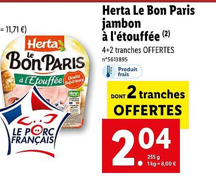 Herta Le Bon Paris Jambon à L'étouffée