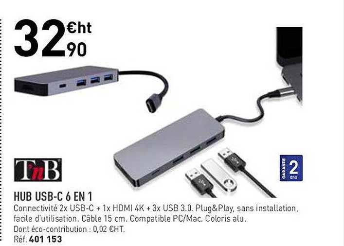 hub usb-c 6 en 1 t'nb