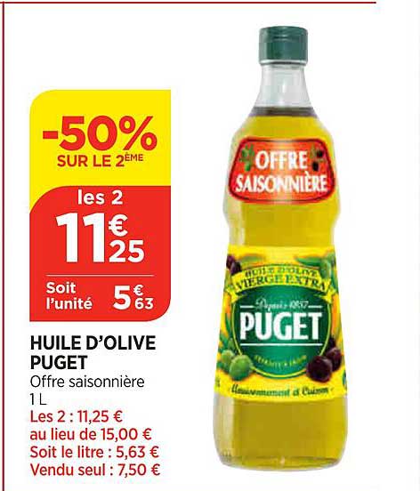 Huile D'olive Puget -50% Sur Le 2ème