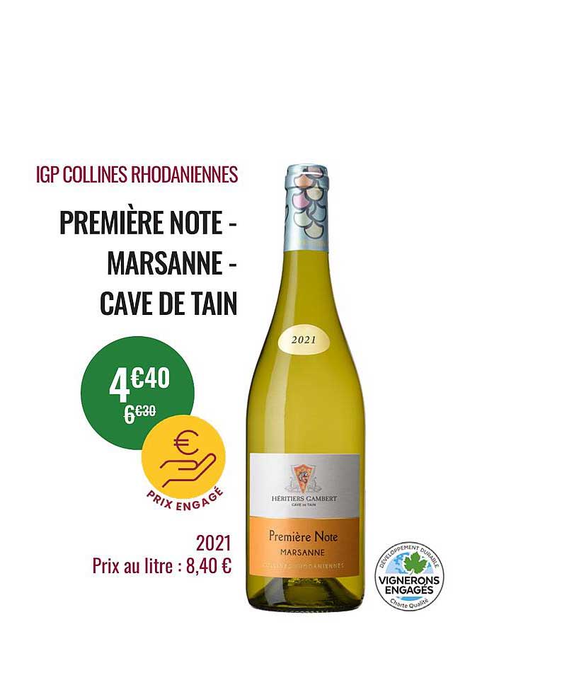 igp collines rhodaniennes première note - marsanne - cave de tain