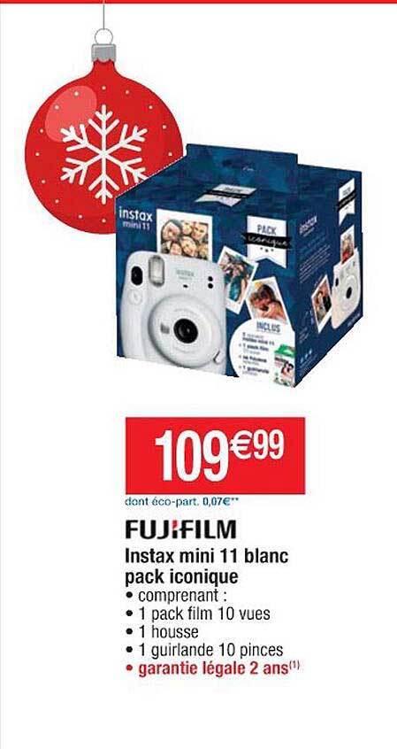 instax mini 11 blanc pack iconique fujifilm