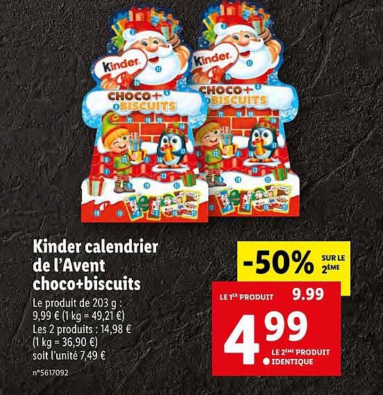 kinder calendrier de l'avent choco+biscuits