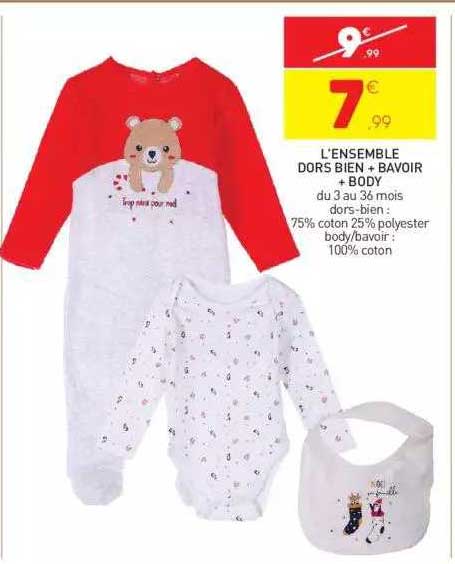 l'ensemble dors bien + bavoir + body