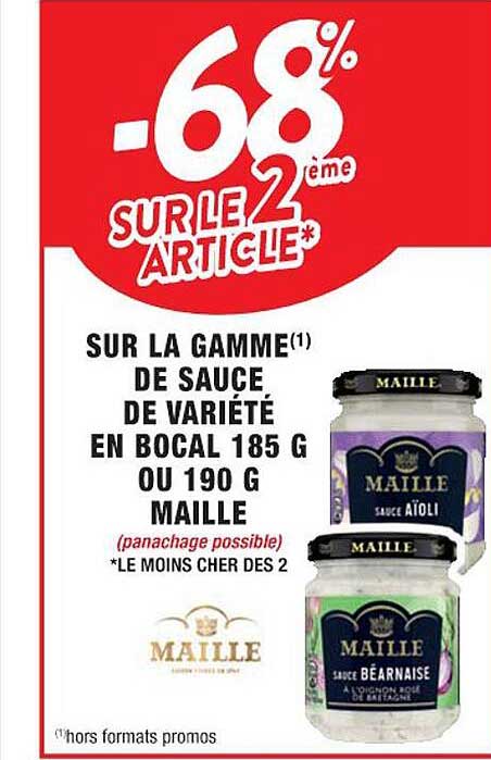 la gamme de sauce de variété en bocal 185 g ou 190 g maille