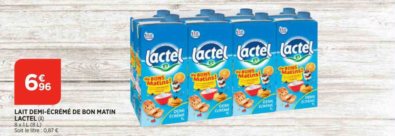 lait demi-écrémé de bon matin lactel