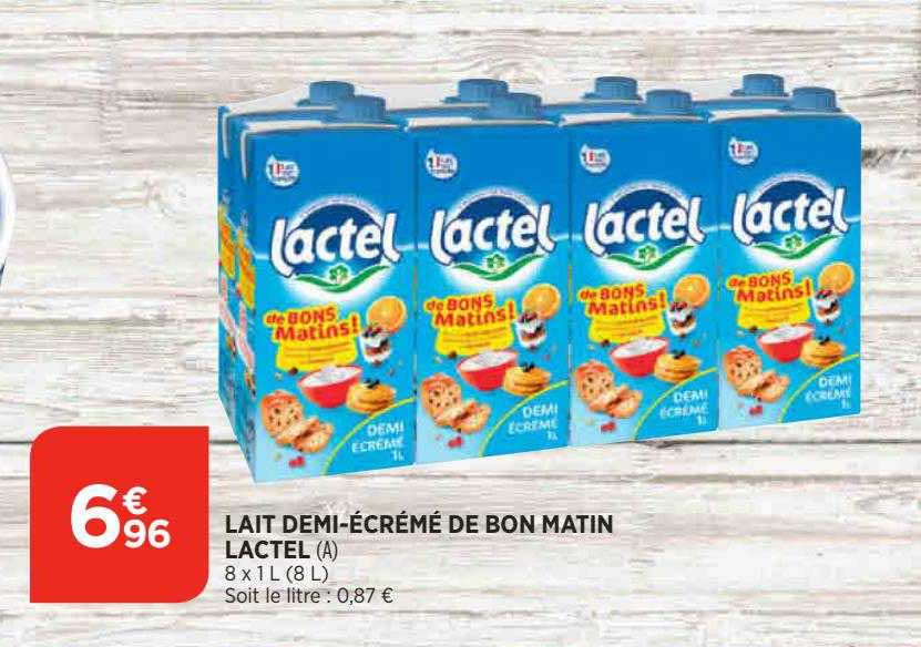 lait demi-écrémé de bon matin lactel