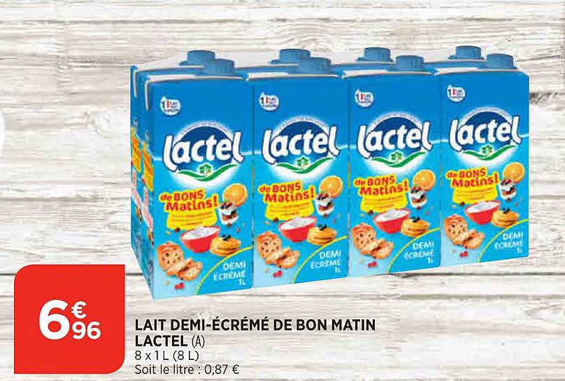 lait demi-écrémé de bon matin lactel