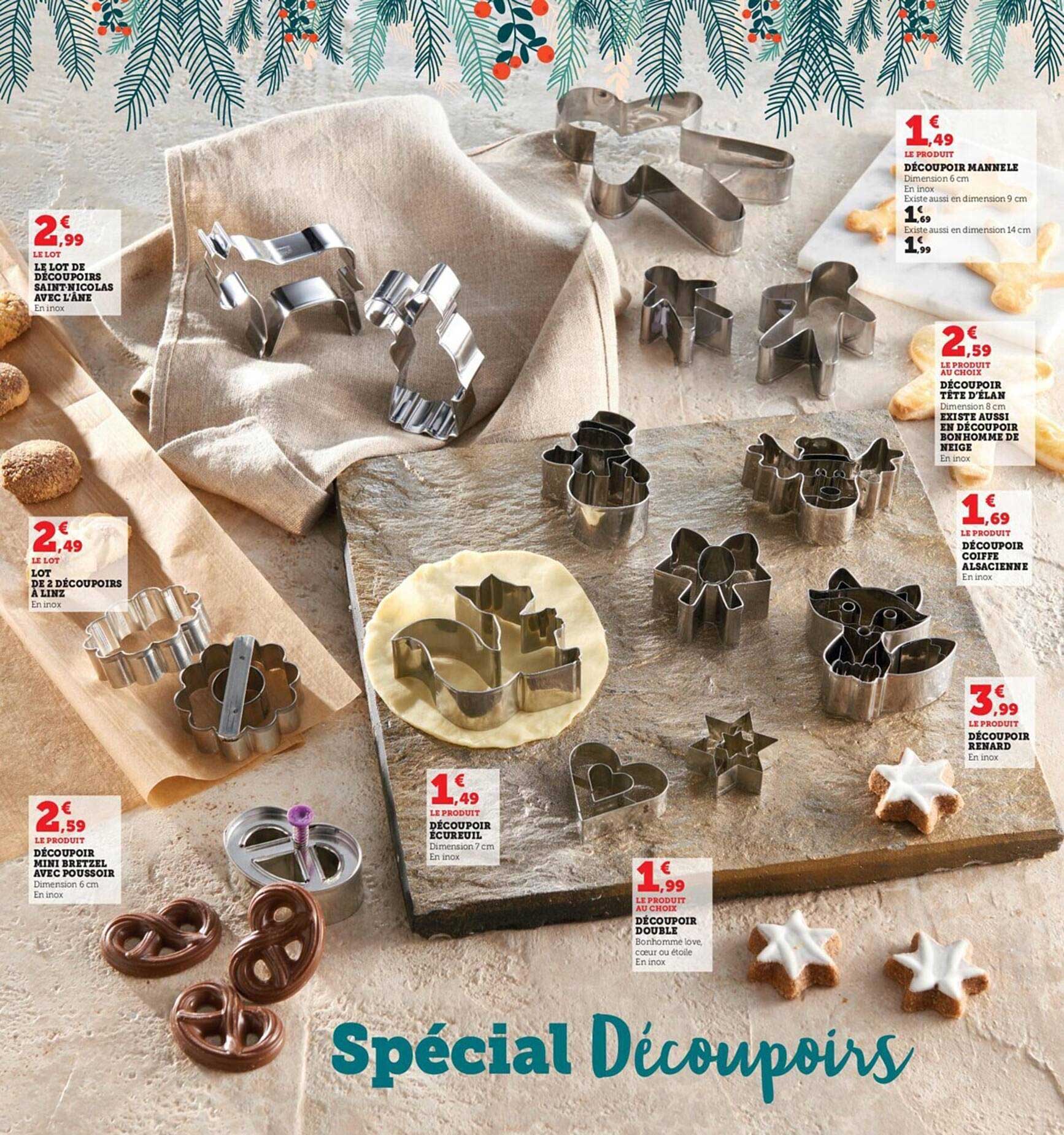 Le Lot De Découpoirs Saint-nicolas Avec L'âne, Lot De 2 Découpoirs à Linz, Découpoir Mini Bretzel Avec Poussoir, Découpoir Mannele, Découpoir Tête D'élan Existe Aussi En Découpoir Bonhomme De Neige