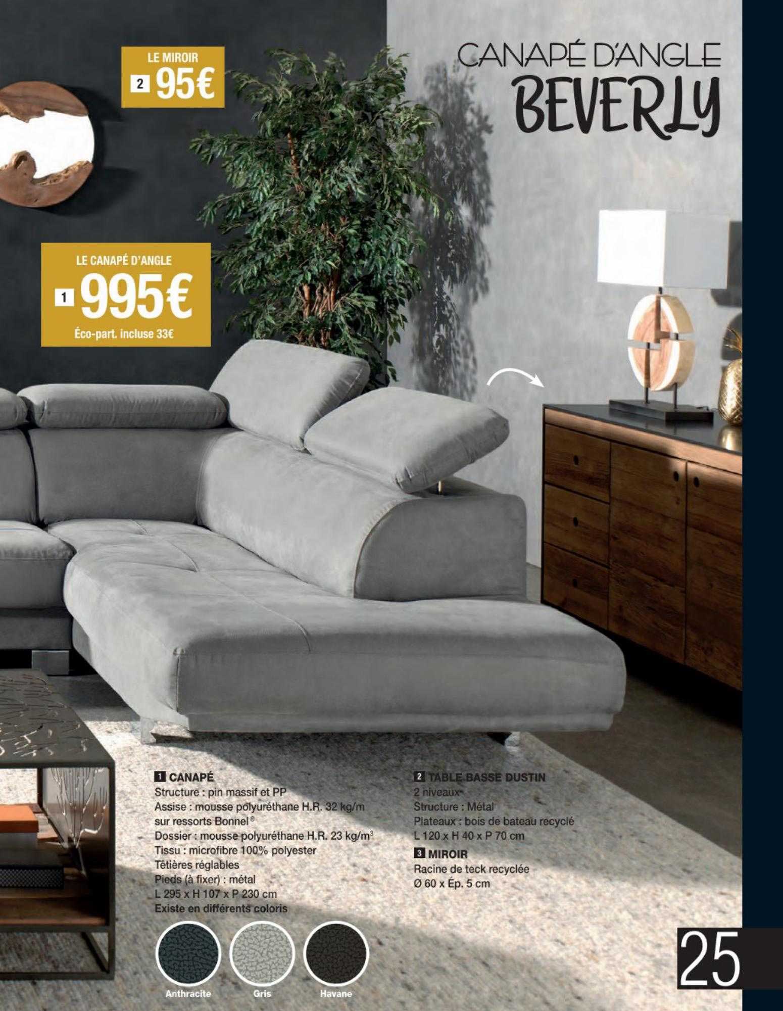 le miroir, le canapé d'angle beverly