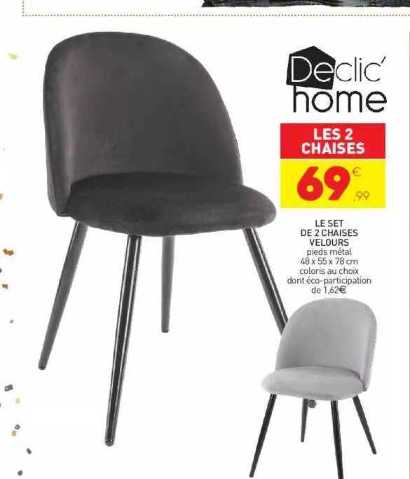le set de 2 chaises velours declic' home