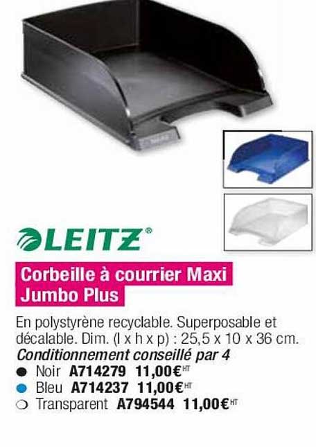Leitz Corbeille à Courrier Maxi Jumbo Plus