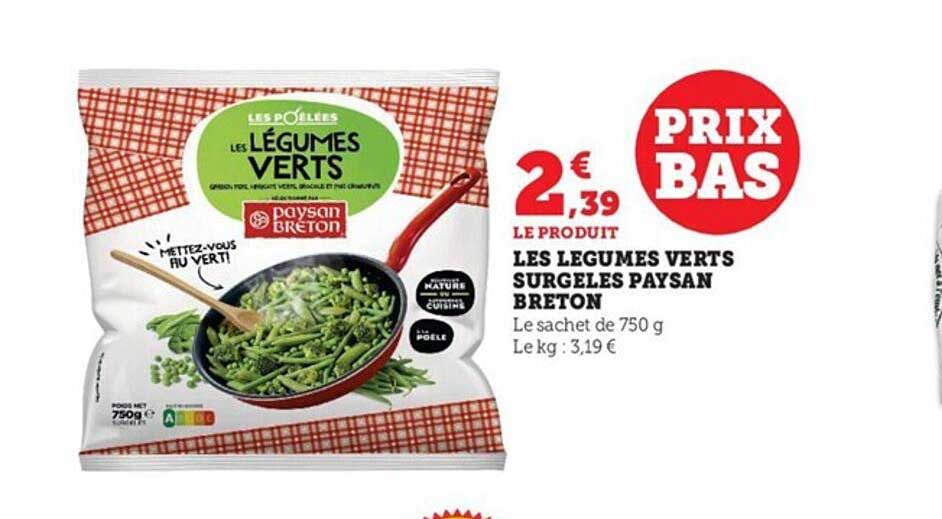 les légumes verts surgelés paysan breton