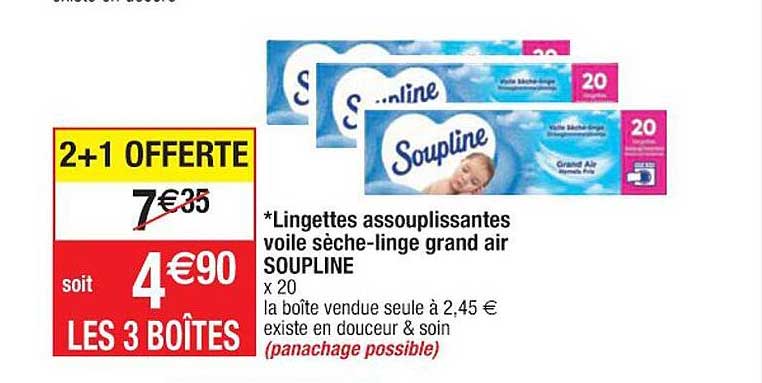 lingettes assouplissantes voile sèche-linge grand air soupline