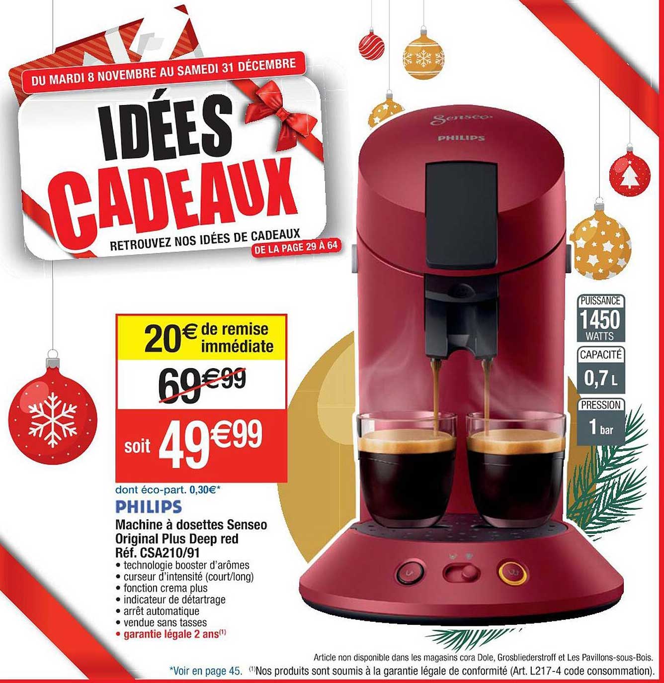 machine à dosettes senseo original plus deep red philips